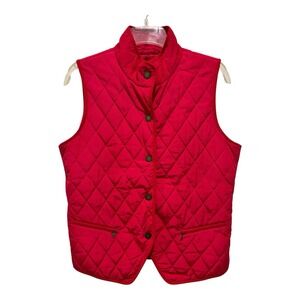 Talbots Vest Womens Small Dark Pink Quilted Snap Front Stretch Sides Zip Pockets